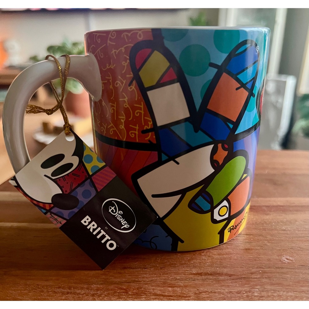 Disney Coffee Mug Britto Mickey Mouse Pop‎ Art Colorful Enesco Rare 2011